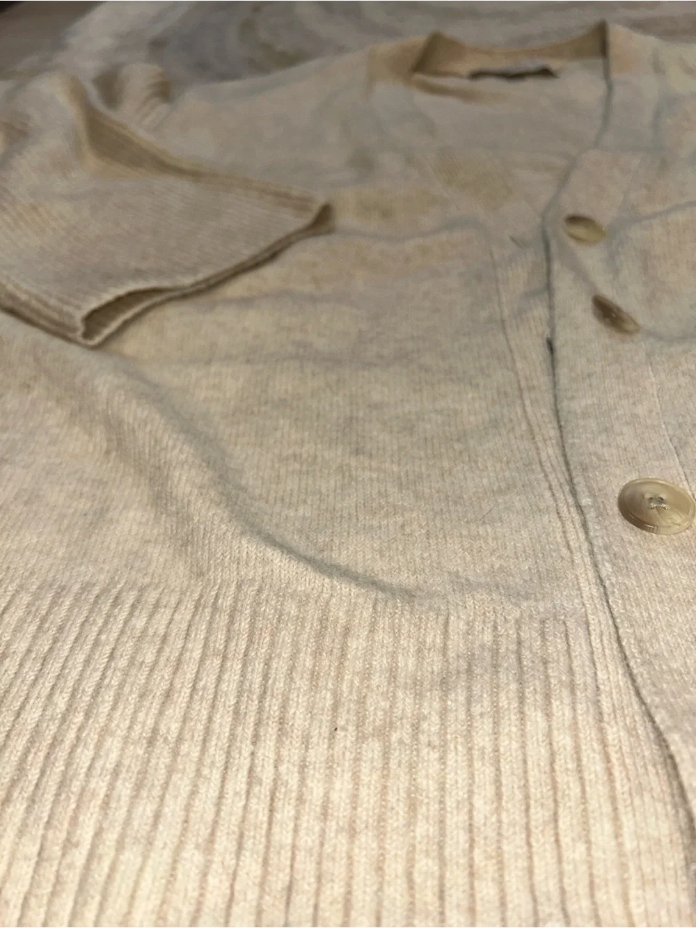 LOFT Women’s Cream V-Neck Button Cardigan - Picture 8 of 11